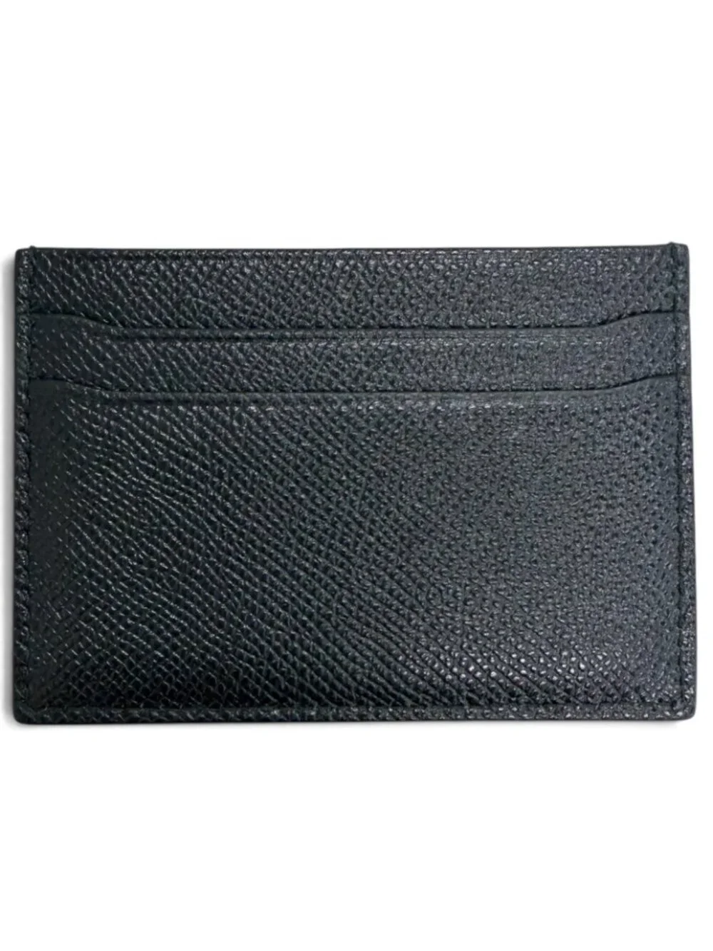Bvlgari Gray Leather Business Card Case Black Silver